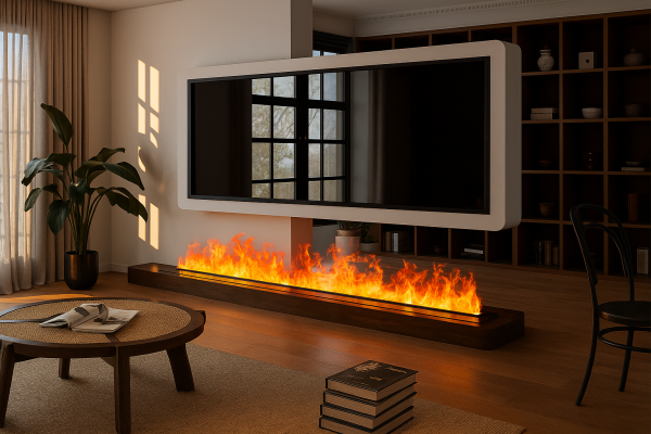 Cheminée électrique à LED de 7 couleurs + Foyer à vapeur d'eau